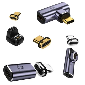 Jimier USB Type C Адаптер с Магнитным Разъемом, USB4 Type C от Мужчины к Женщине 100 Вт Мощность Передачи Данных 8K Видеоадаптер для Ноутбука Телефона 8