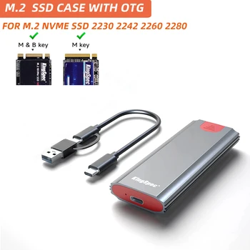 KingSpec M2 SSD Case NVMe USB Type C 10 Гбит/с PCIe SSD Корпус M.2 NVMe Case Внешний Адаптер для 2230 2242 2260 2280 M2 SSD 18