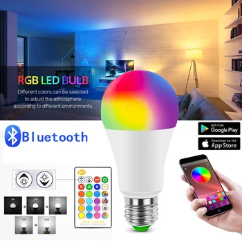 LED E27 Smart Neon RGB RGBW RGBWW Лампа Magic Home Lighting AC85-265V LED Light Работает с приложением Bluetooth 4.0 /ИК-пультом Дистанционного управления 8