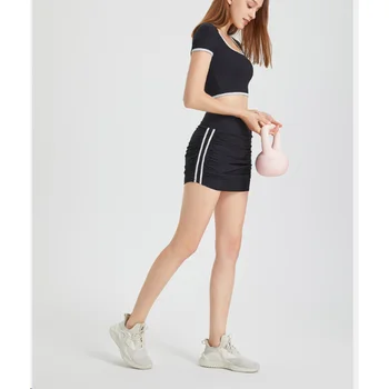 Lulu-Женская Короткая юбка с высокой талией, Женская юбка для бега, Шорты для йоги с защитой от воздействия влаги, Юбка для фитнеса и тенниса в тон