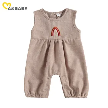 Ma & Baby 0-24 м, летний винтажный комбинезон для новорожденных девочек и мальчиков, комбинезон без рукавов, костюмы для игр 2