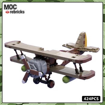 MOC-133413 Военная серия Scarecrow's Biplane Самолет для сборки строительных блоков Коллекция Expertsl Кирпичные игрушки Рождественский подарок 15