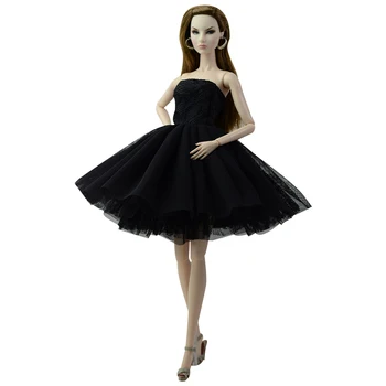 NK 1 шт Кукла Черное платье Короткое балетное платье Модная кружевная юбка Наряды для свадебной вечеринки для куклы Барби Детские игрушки 85F 7X 4