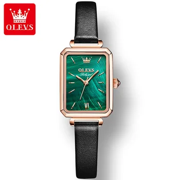 OLEVS 6624 Ремешок из натуральной кожи Роскошные изысканные женские наручные часы, водонепроницаемые кварцевые модные женские часы 1