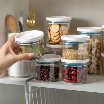 Plastic Transparent Jar With Lid Food Grade Grain Storage Box rangement organisation органайзер для хранения Kitchen utensils 5