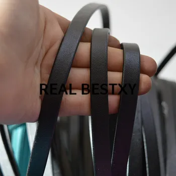 REAL BESTXY 5 м/лот 10*3 мм черные плоские кожаные шнуры для изготовления браслетов плоские гладкие кожаные ремешки-стринги для изготовления браслетов