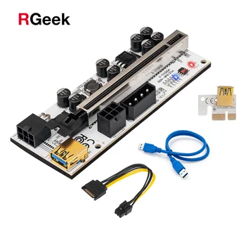 RGeek VER010 USB 3.0 PCI-E Riser PCI Express Riser для Видеокарты PCIE 1X ot 16X Удлинитель SATA до 6Pin Питания для майнинга 13