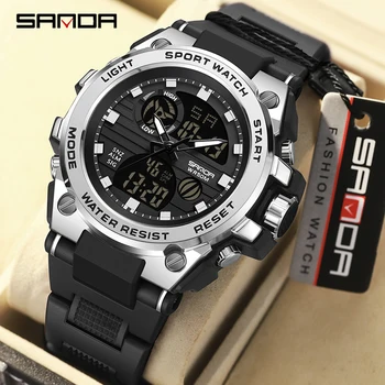 SANDA Новые мужские цифровые часы в стиле G, военные спортивные часы, водонепроницаемые электронные наручные часы, мужские часы Relogio Masculino 16