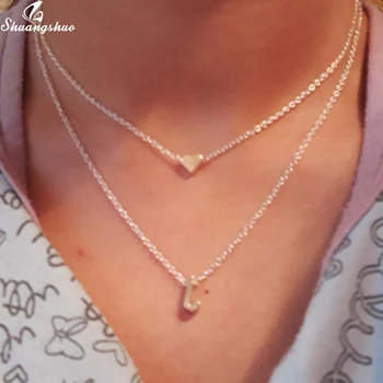 Shuangshuo Love Heart, двухслойное Оригинальное Изящное ожерелье-цепочка для женщин, аксессуары, Модные украшения, подарки для подружек 3