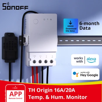SONOFF TH Origin 16A 20A WiFi Smart Switch с контролем температуры и влажности, автоматизация умного дома для Alexa Google Assistant