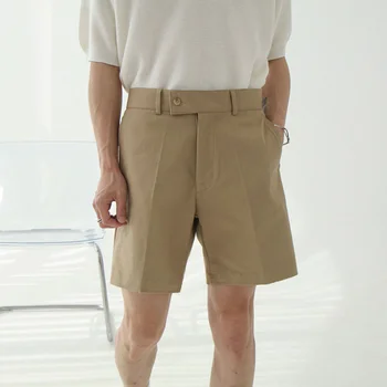 SYUHGFA Летний мужской повседневный костюм Шорты Корейский стиль Нишевый дизайн Короткие брюки длиной до колен Свободные Прямые Брюки Мода Новая 1