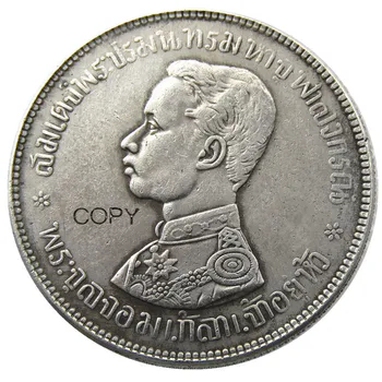 TH(04)Таиланд 1 Бат 1876 - 1900 гг. Серебряная Монета мира Король Рама V Слоны Посеребренная Копия монеты 13