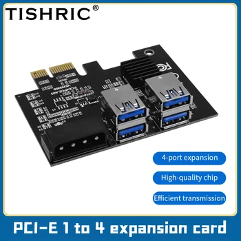 TISHRIC PCIE 1-4 USB3.0 PCI Express Multiplier PCIE Riser 009S/009S PLUS Видеокарта Riser PCI Express x16 Для майнинга биткоинов 7