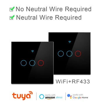 Tuya Smart Life Switch Стандарт ЕС Светодиодный Светильник Wifi Smart Touch Switch Умный Дом Работает с Alexa Google Home 1