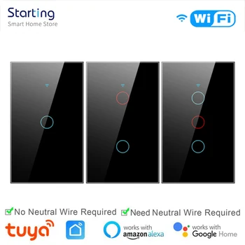 Tuya Smart WiFi Настенный Выключатель Света Touch US EU 1/2/3/4 Gang Switch Smart Life Голосовое Управление Работает С Alexa Google Home Alice