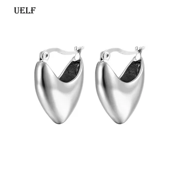 UELF Серебристого цвета, простые маленькие серьги-гвоздики в форме сердца, гламурные женские модные украшения, аксессуары для вечеринок 1