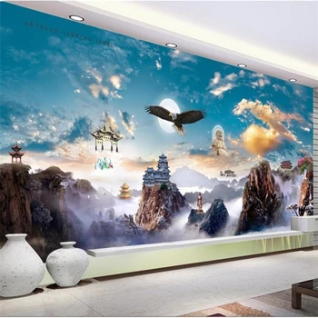 wellyu Wonderland Tiangong Dapeng wings Realm Пейзаж На Стене гостиной Изготовленная На Заказ Большая фреска Экологические обои 7