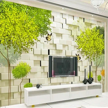 wellyu, индивидуальные большие фрески, модное обустройство дома, свежее абстрактное большое дерево, кирпичная стена, 3D стереофонический ТВ-фон, стена