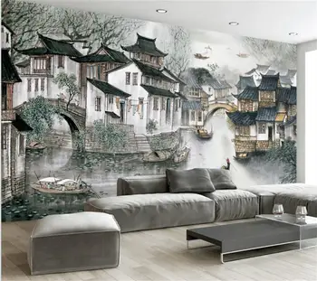 wellyu Индивидуальные большие фрески 3d обои Jiangnan water town Фон в китайском стиле фоновые обои для гостиной и спальни 8