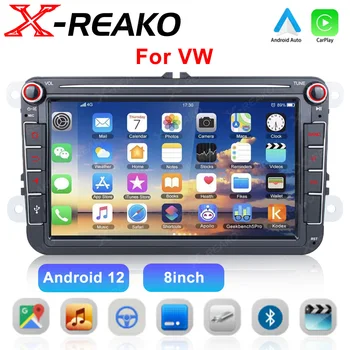 X-REAKO 2 Din Android 12,8-дюймовый автомобильный радиоприемник, мультимедийный плеер, аудио GPS Навигация, Bluetooth, ДВА USB-порта для VW Android и IOS 17