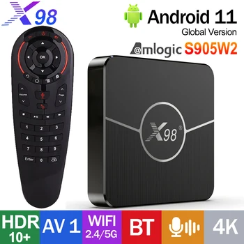 X98 Plus Smart TV Box Android11 Amlogic S905W2 4K HDR10 + AV1 2,4 G/5G Wifi BT телеприставка Youtube Netflix Super Heat TV Приставка 3