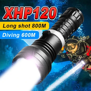 XHP120 Самый мощный фонарик для дайвинга 600 м Профессиональный фонарик для подводного плавания Мощный светодиодный фонарик IPX8 Подводная лампа