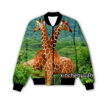 xinchenyuan/Новая Мужская/Женская Повседневная Куртка С 3D Принтом Животного Жирафа, Модная Уличная Спортивная Куртка и Пальто Q51 7