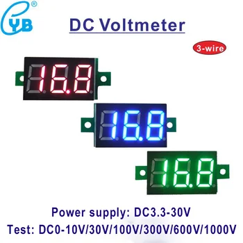 YB20 DC 0-100 В 300 В 600 В Светодиодный Цифровой Вольтметр Измеритель Напряжения Вольт Инструмент Инструмент 3-Проводной Красный Дисплей Вольт Панель Измеритель Монитор 18
