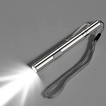 ZK30 Энергосберегающая портативная профессиональная удобная ручка с USB-перезаряжаемым мини-фонариком, светодиодная горелка с зажимом из нержавеющей стали 6