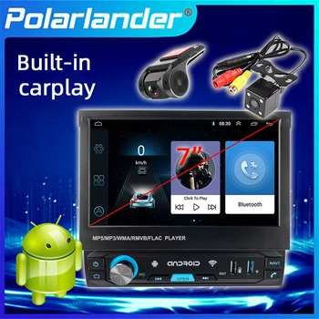 Автомагнитола 1 Din Android 7 дюймов Carplay FM Android Auto 3 USB Bluetooth 4.0 GPS Навигация WIFI Электрический выдвижной сенсорный экран 1