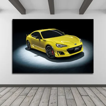 Автомобили Subaru BRZ Желтый спортивный автомобиль Обои Холст Настенный Художественный плакат Картина в рамке для декора комнаты 13