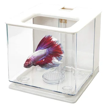 Аквариум Betta Fish Tank Аквариумный аквариум с рыбками Легко заменяемый Акриловый пластиковый самоочищающийся аквариум для рыбок (белый) 6