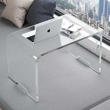 Акриловый прозрачный столик у окна, письменный стол в спальне на полу, Компьютерный столик на кровати, Современный домашний низкий столик-татами 1