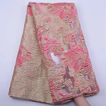 Африканская Кружевная Ткань Из Розового Золота 2020, Высококачественное Вышитое Парчовое Кружево, Французский Тюль, Кружевная Ткань Для Нигерийского Вечернего Платья S1880 5