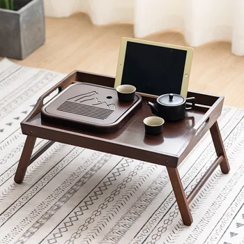 Бамбуковый складной столик, Портативный маленький чайный Столик, подставка для ноутбука, журнальный столик, столик-татами, походный стол, мебель для гостиной распродажа 17