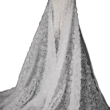 Белое трехмерное платье из органзы с имитацией цветка розы, Свадебное платье, Оригинальная однотонная декоративная ткань Ccolor S1484L 3