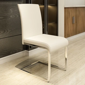 Бесплатная доставка, кожаное обеденное кресло с металлической подушкой, минималистичное кресло для гостиной, офисная мебель для дома Sillas De Comedor 6