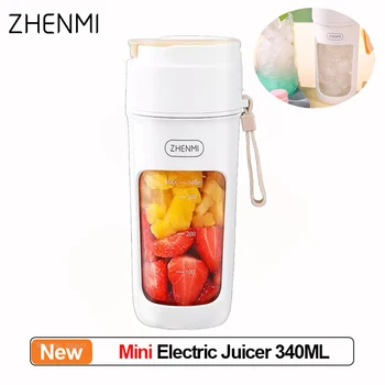 Беспроводная электрическая соковыжималка Zhenmi 340 мл, портативный фруктовый блендер с 10-лезвийной режущей головкой, чашка для приготовления сока для смузи. 10