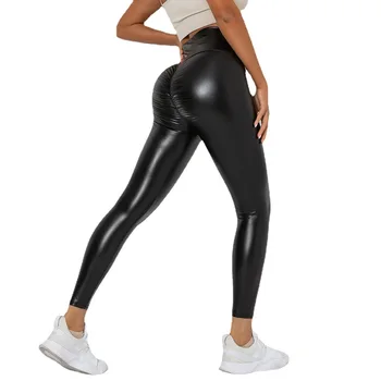 Бесшовные кожаные штаны для йоги большого размера, сексуальные леггинсы для йоги с высокой талией, колготки для фитнеса, спортивная одежда для тренировок, леггинсы для женщин 1