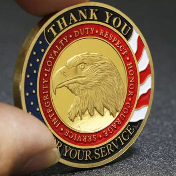 Благодарим Вас за вашу службу, монеты с военной оценкой, Ветеранская позолоченная монета 14