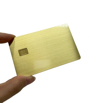 Бланк кредитной карты из нержавеющей стали толщиной 0,8 мм, слот для металлических чипов из матового золота и магнитная полоса HICO 7