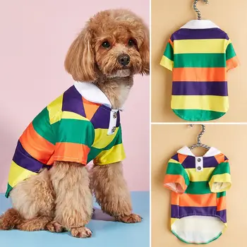 Блузка для собак, очаровательная рубашка для кошек, Тонкая одежда в полоску для собак и кошек с двумя ножками, повседневная одежда 11