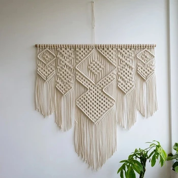 Богемный гобелен макраме, висящий на стене, шикарное геометрическое искусство ручной работы, тканый гобелен для украшения дома и гостиной 18
