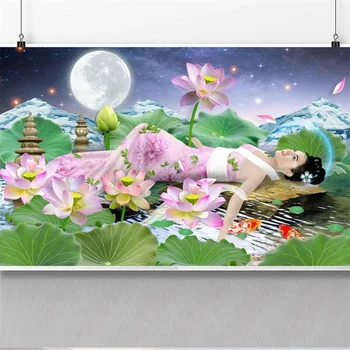 большая фреска художника wellyu ручной росписи Яочи фея Дуньхуан летающий китайский ветер миф ТВ фоновые обои 3