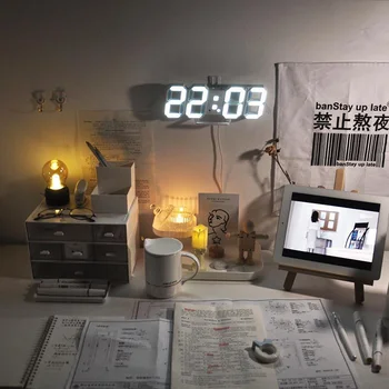 Большие светодиодные Цифровые настенные часы с 3 уровнями яркости, будильник, Настенные часы, Корейские настенные часы для домашнего декора 1