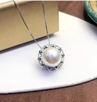 Большой ААААА 10-11 мм Южно-Китайское море аутентичное ожерелье с белой жемчужиной-гвоздиком 925S- 4