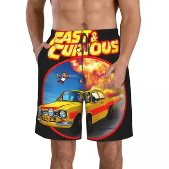 Быстрые и любопытные мужские пляжные шорты для фитнеса, Быстросохнущий купальник, Забавные уличные забавные 3D шорты 14
