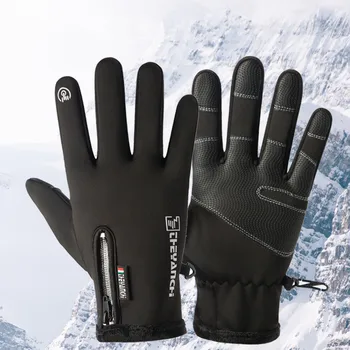 Велосипедные перчатки для мотогонок с сенсорным экраном Зимние Мотоциклетные перчатки Зимние водонепроницаемые перчатки с подогревом на флисовой подкладке 6