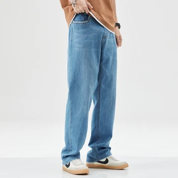 весеннелетние мужские тонкие прямые свободные джинсы Модные классические эластичные свободные брюки из тонкого денима для мужчин XL 40 42 44 8