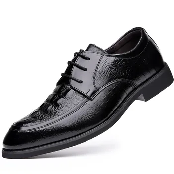 Весенняя обувь 2023, мужская кожаная обувь, мужские дышащие деловые модельные туфли с острым носком 15